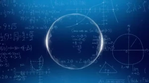 Glowing sphere and mathematical equations